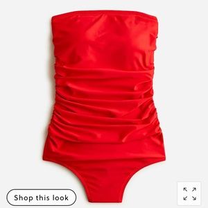 NWT J. Crew Bandeau Bathing Suit in Poppy Red (sz. 12 w/ tags, sz.14 worn 1x)